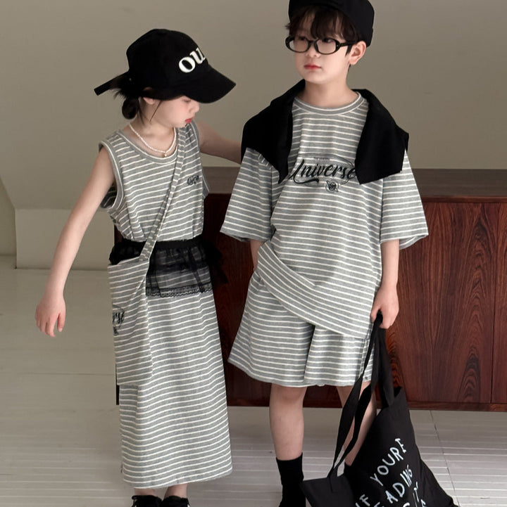 【90-150】ロゴデザインTシャツ×ハーフパンツセット