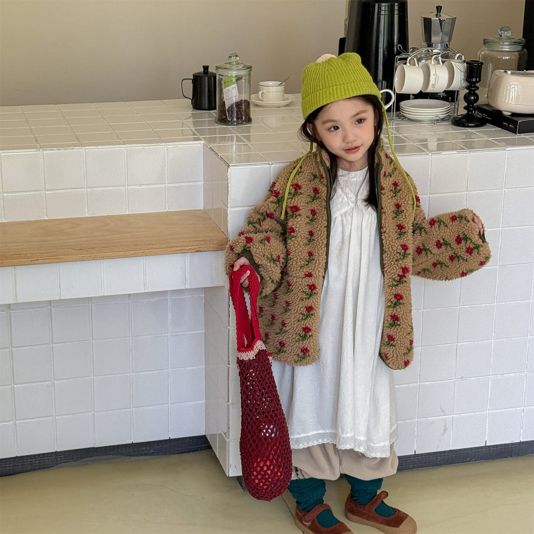 【80-130】花柄フリースジャケット