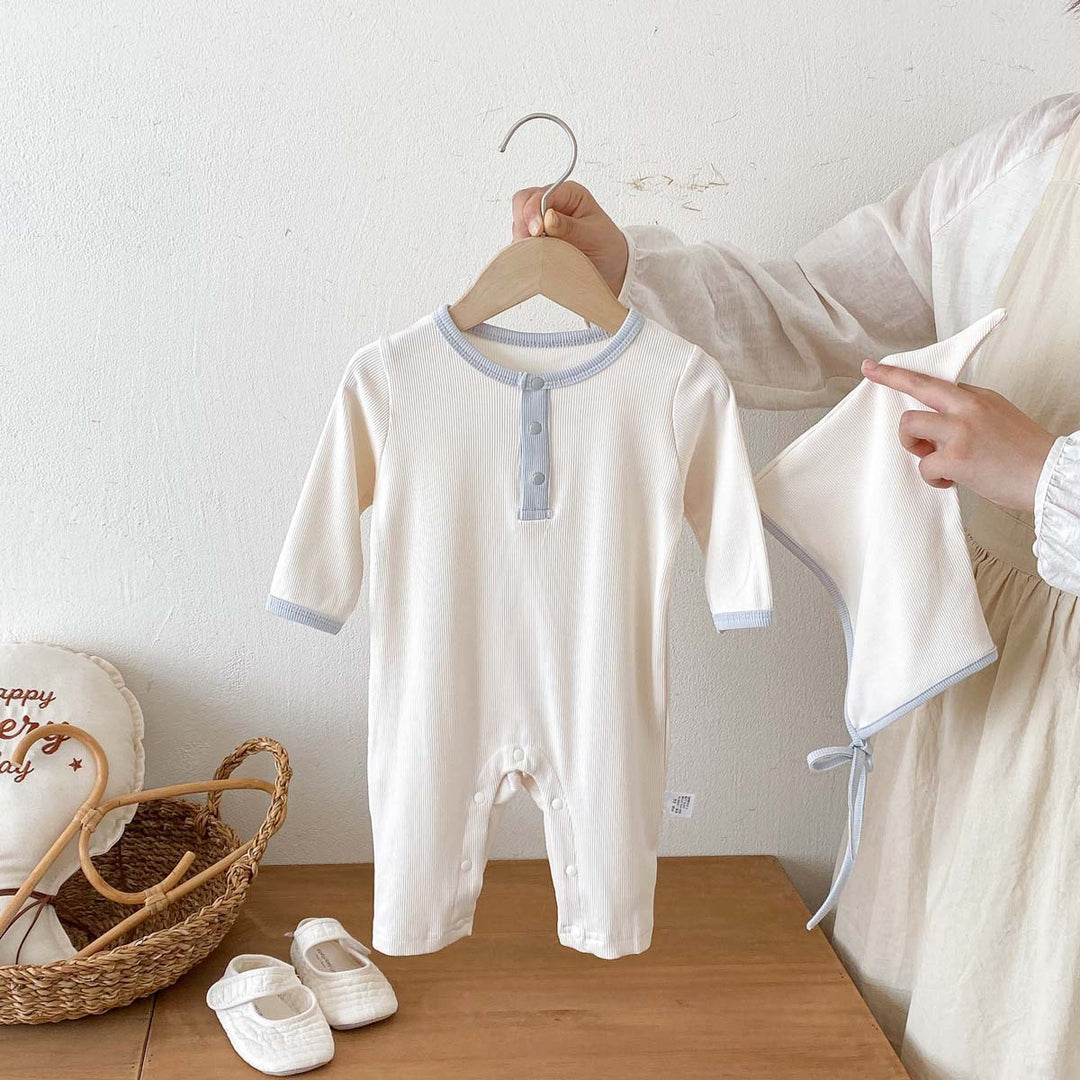 【73-90】帽子付き長袖ロンパース