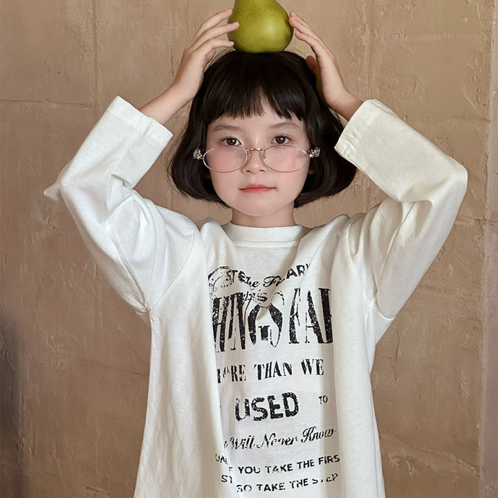 【90-150】フロントロゴ長袖Tシャツ