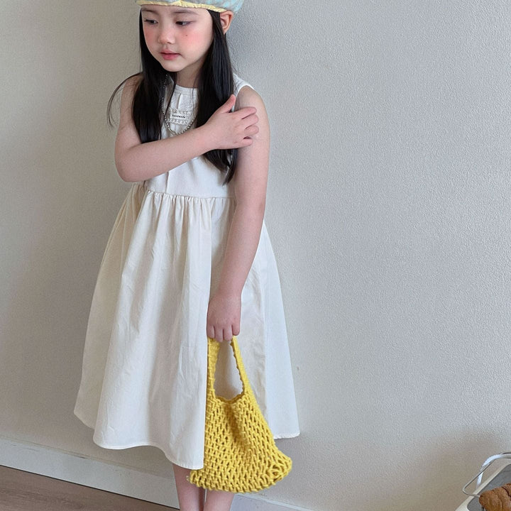 【90-150】ウエスト切替ノースリワンピース