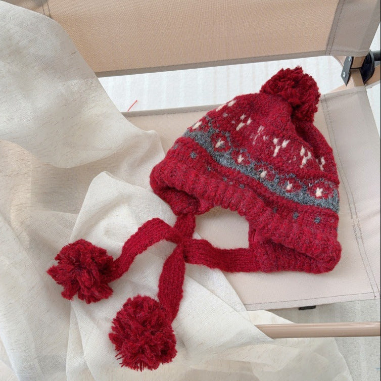 【48-52cm】ポンポン付きニット帽