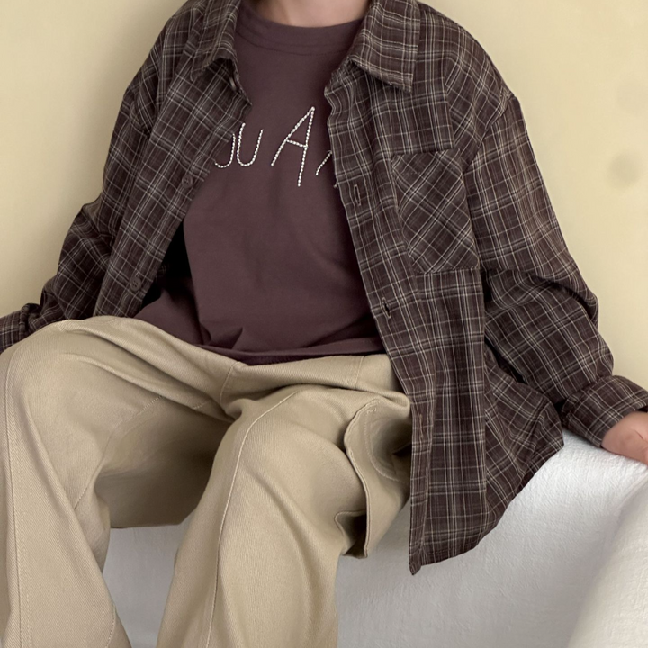 【80-150】チェック柄シンプルシャツ