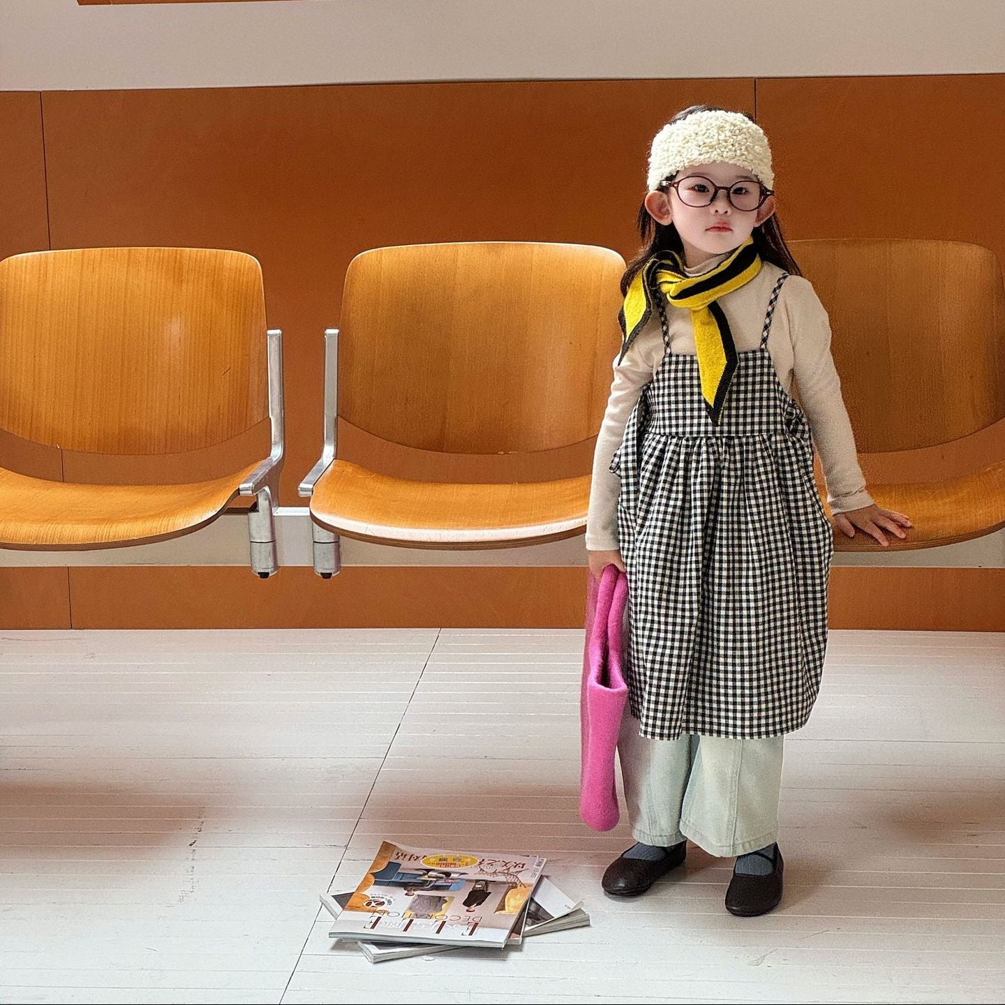 90-140】サイドリボンチェック柄ノースリーブワンピース｜ELMO-こども