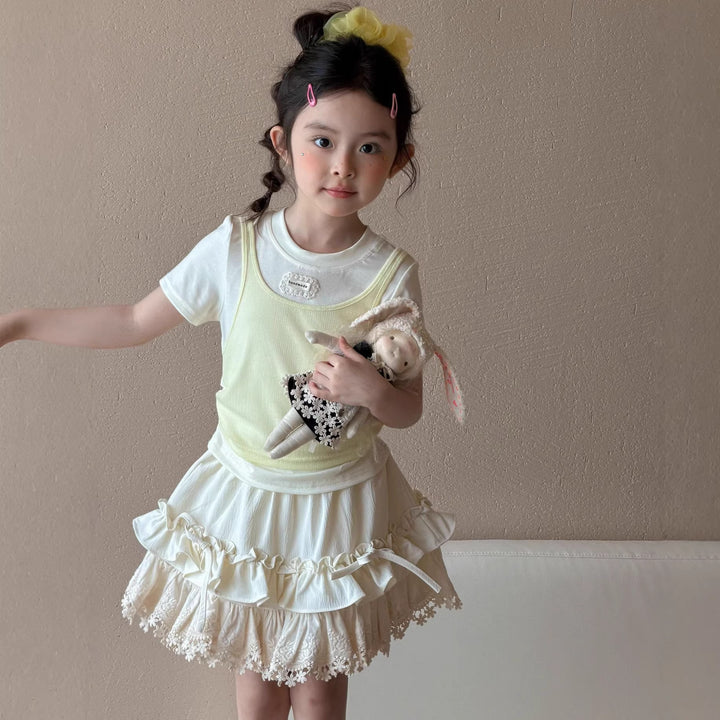 【90-150】フリル＆レースデザインスカート