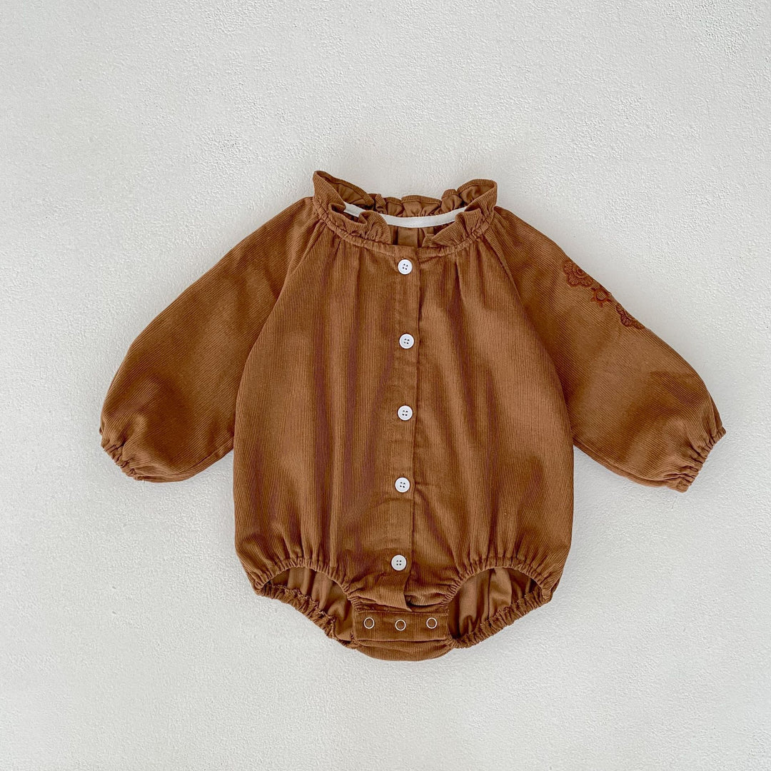 【73-90】袖刺繍長袖ロンパース