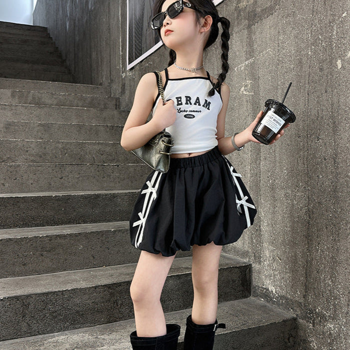 【120-150】サイドリボンバルーンショートパンツ