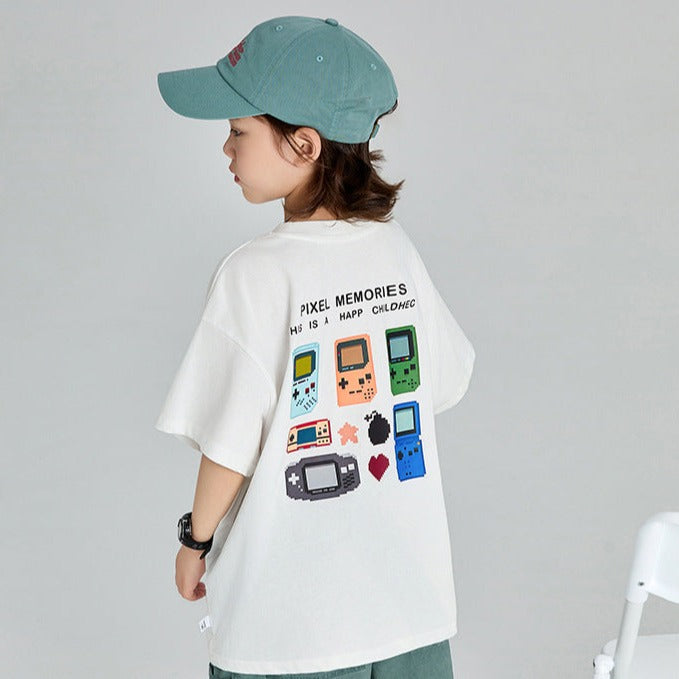 【110-150】ゲームプリントTシャツ