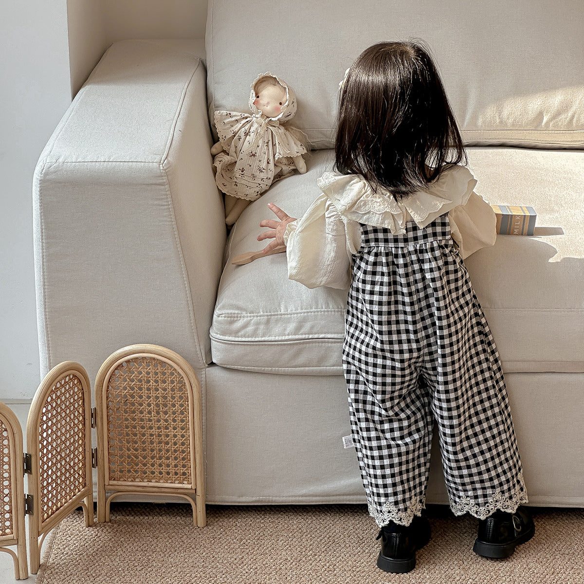 73-100】ギンガムチェックサロペット｜ELMO-こども服エルモ- – こども