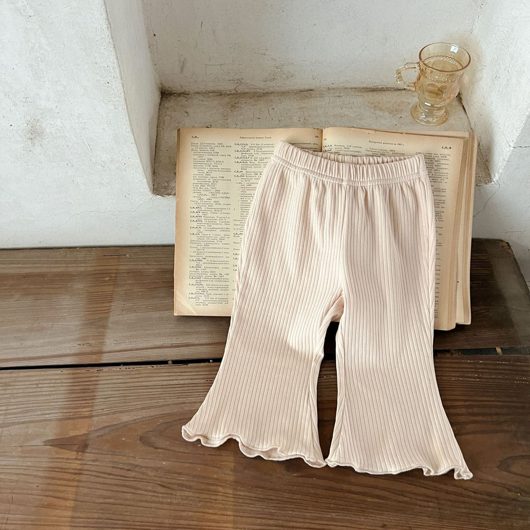 【73-120】シンプルリブフレアパンツ