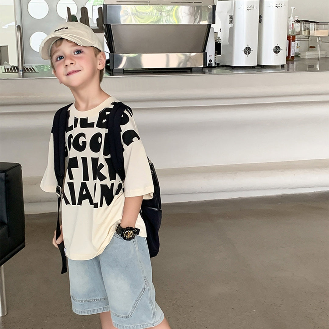 【120-150】英字デザインTシャツ