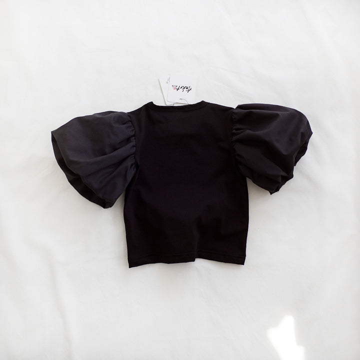 【90-140】パフスリーブ半袖Tシャツ