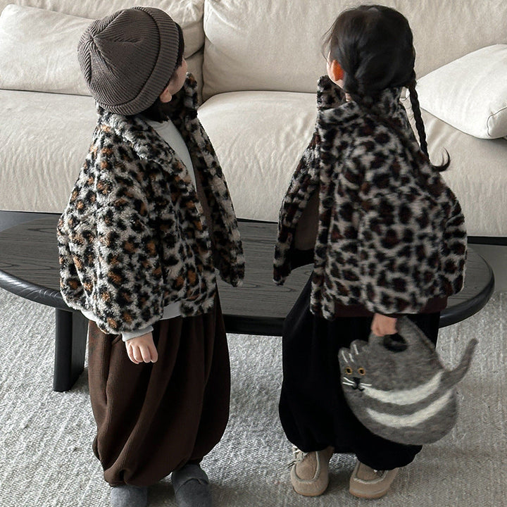 【80-140】レオパード柄ボアジャケット