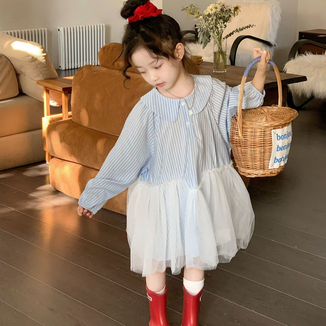 【90-140】襟付きデザイン切替ワンピース