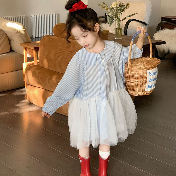 【90-140】襟付きデザイン切替ワンピース