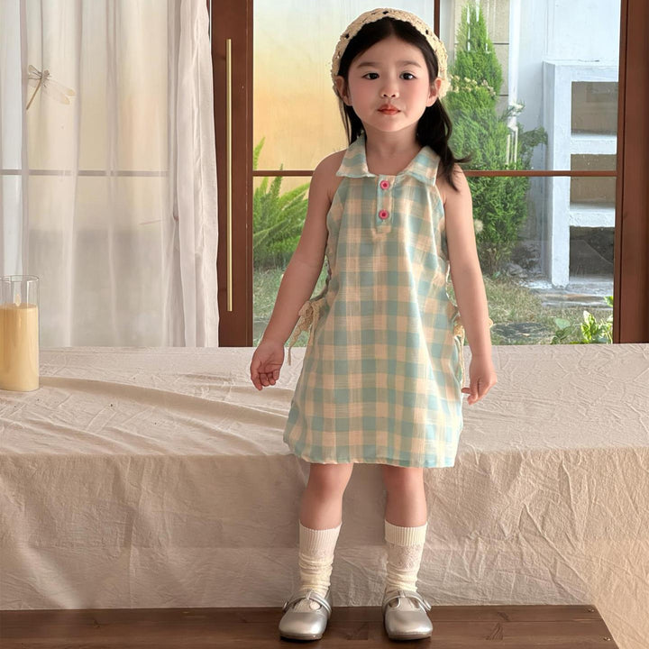 【90-140】ウエストカットノースリーブワンピース