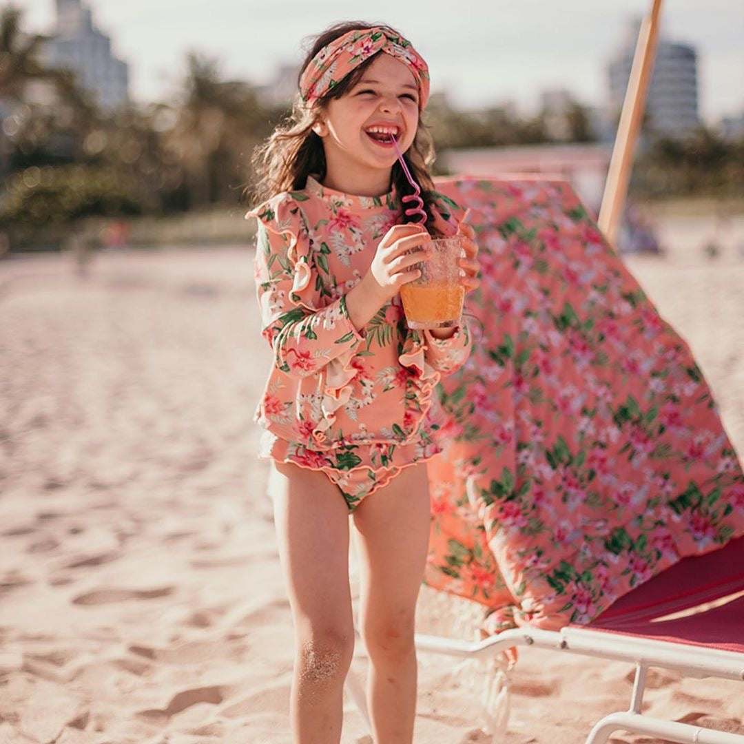 【90-140】花柄＆フリルデザインセパレートスイムウェア