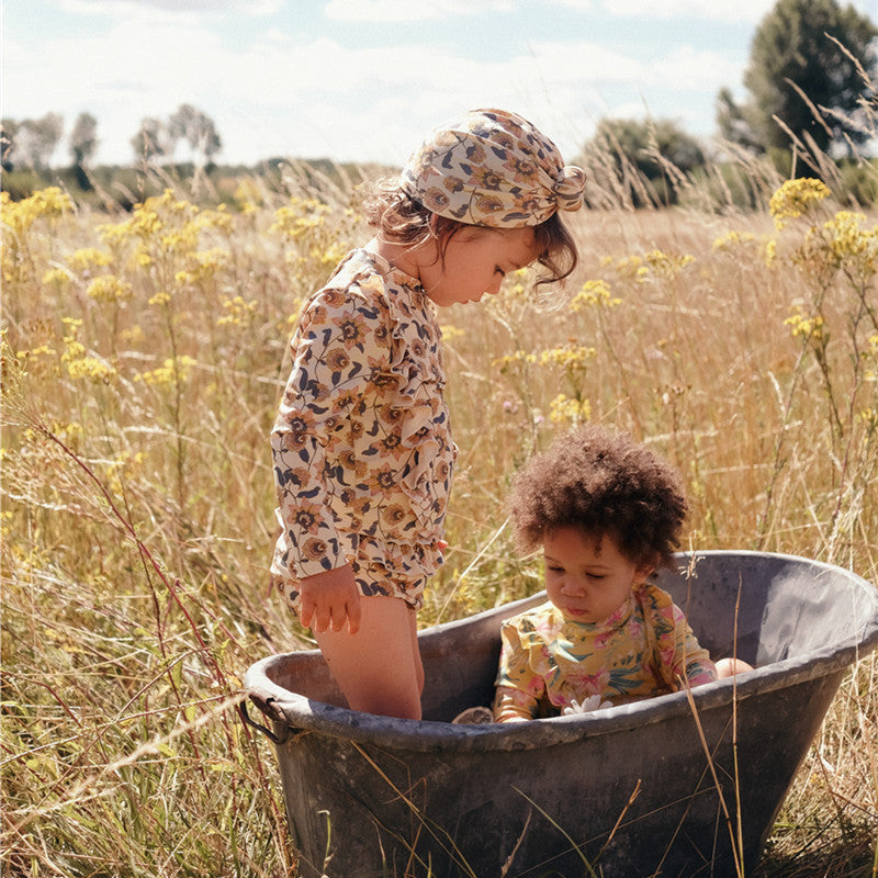 【90-140】花柄＆フリルデザインセパレートスイムウェア