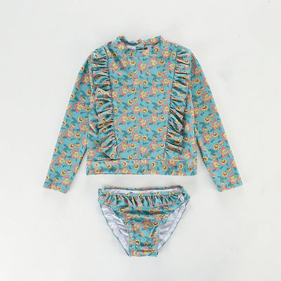 【90-140】花柄＆フリルデザインセパレートスイムウェア