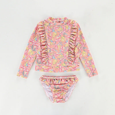 【90-140】花柄＆フリルデザインセパレートスイムウェア