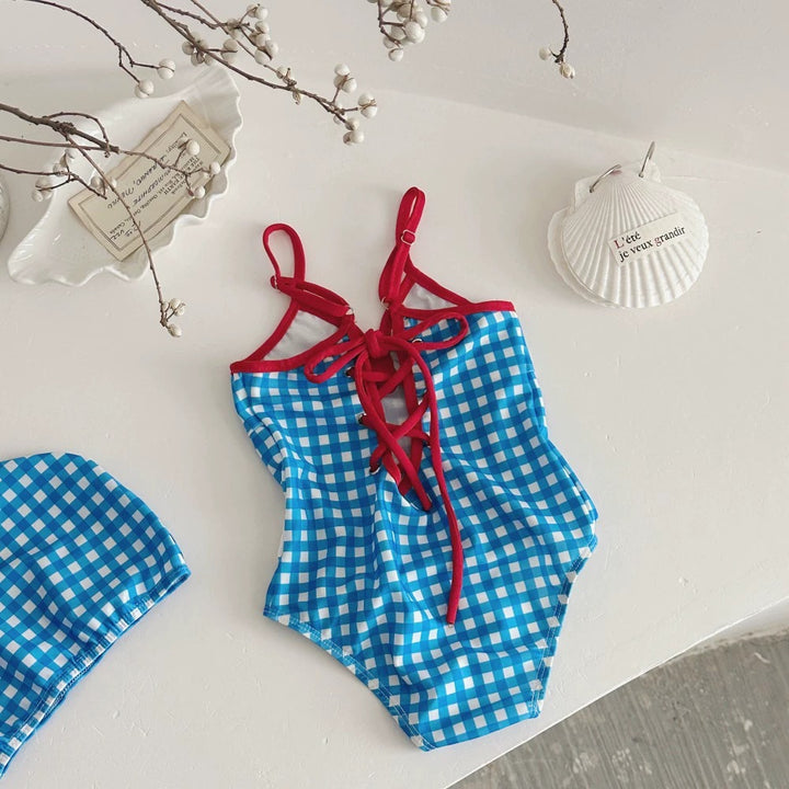 【75-130】バック編み上げデザインスイムウェア