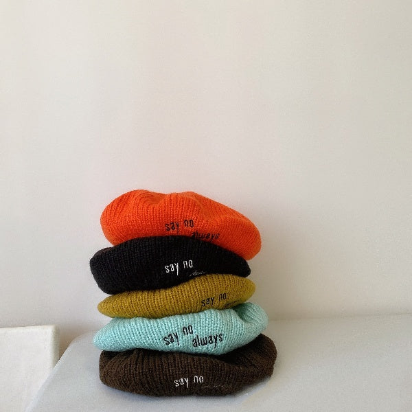 【kids】ワンポイント刺繍ニットベレー帽