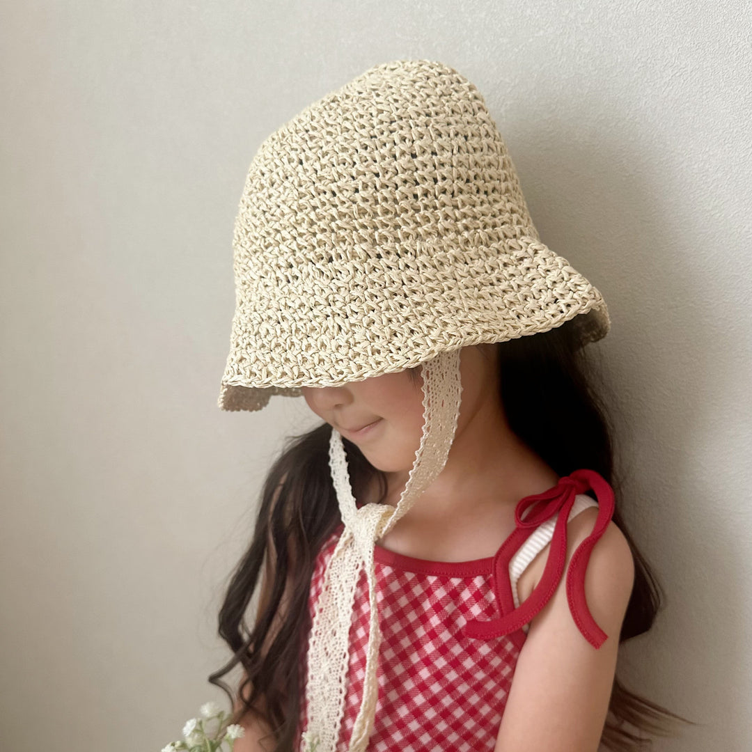 【48-52cm】レースリボンサマーハット
