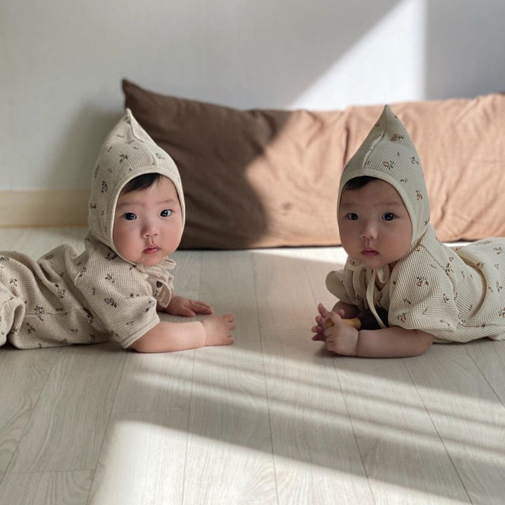 ナチュラルロンパースルームウェア&帽子