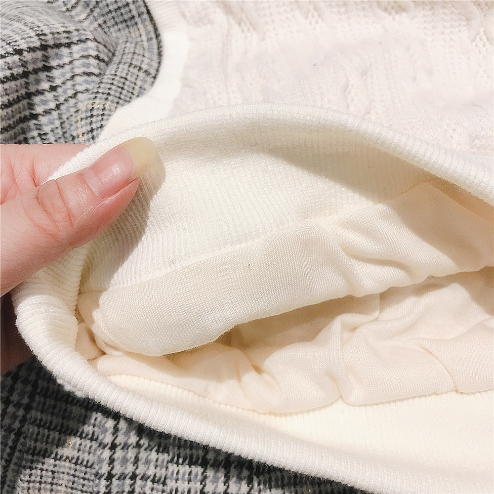 重ね着風チェックセットアップ