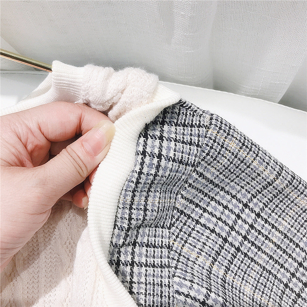 重ね着風チェックセットアップ