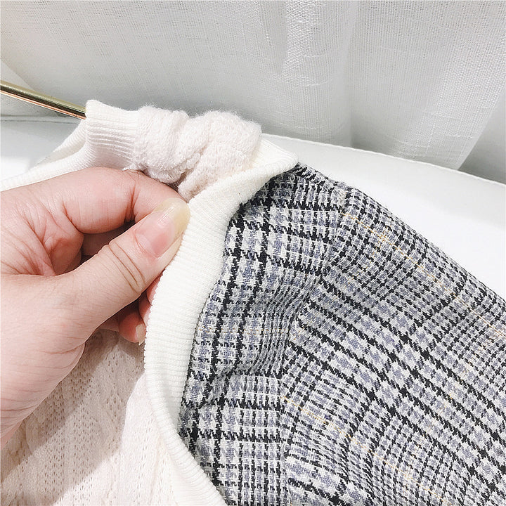 重ね着風チェックセットアップ