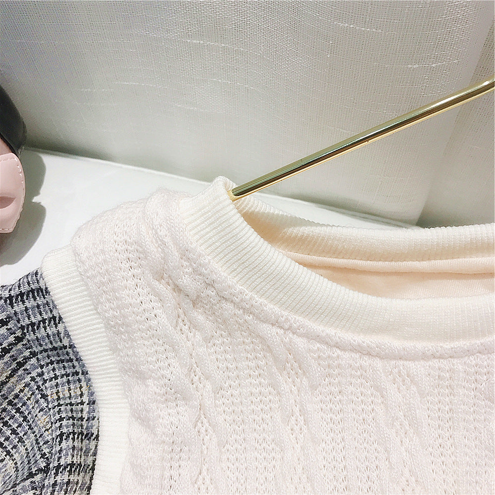 重ね着風チェックセットアップ