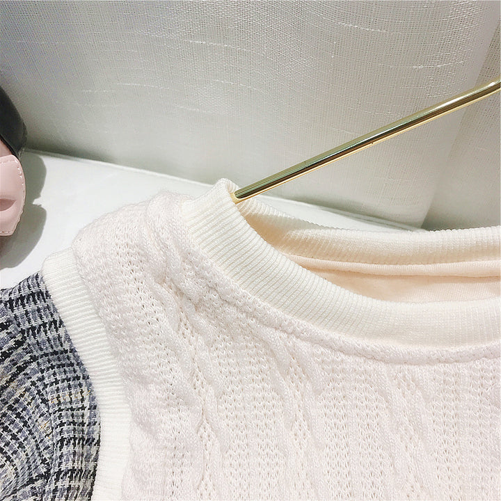 重ね着風チェックセットアップ