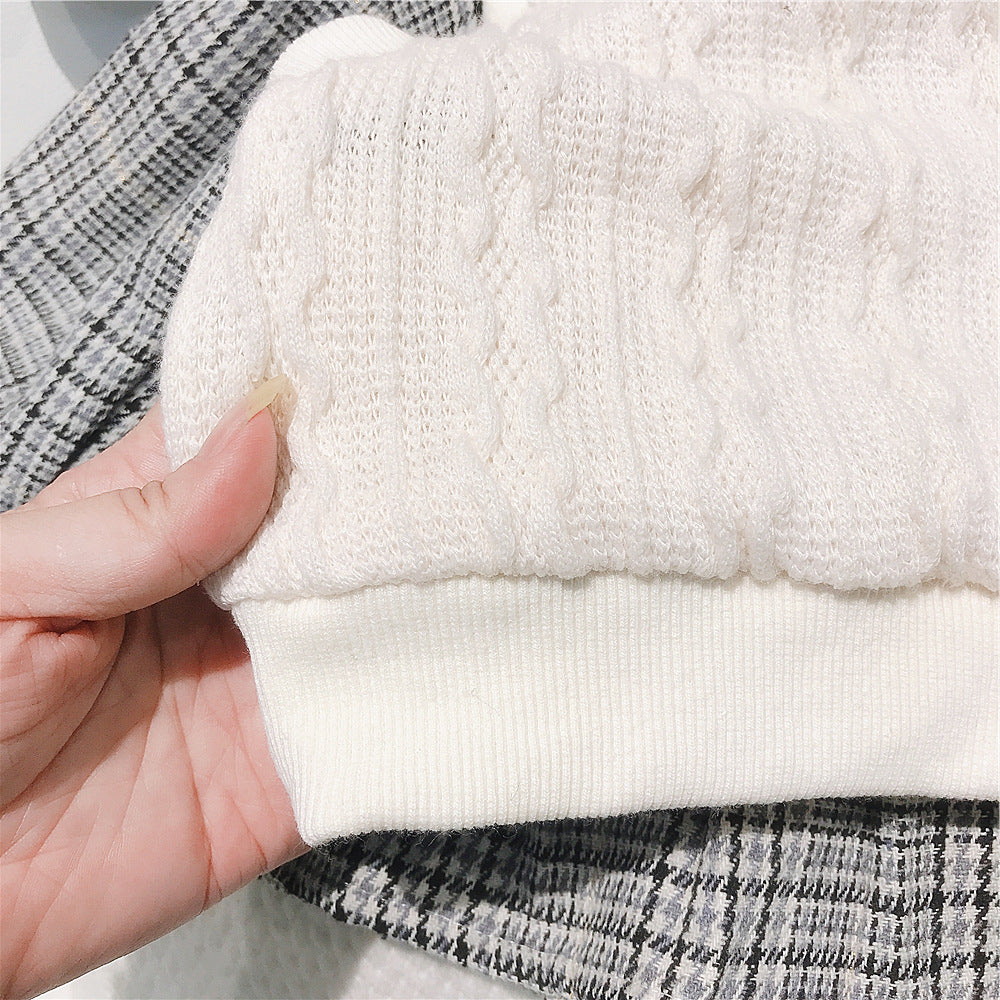 重ね着風チェックセットアップ