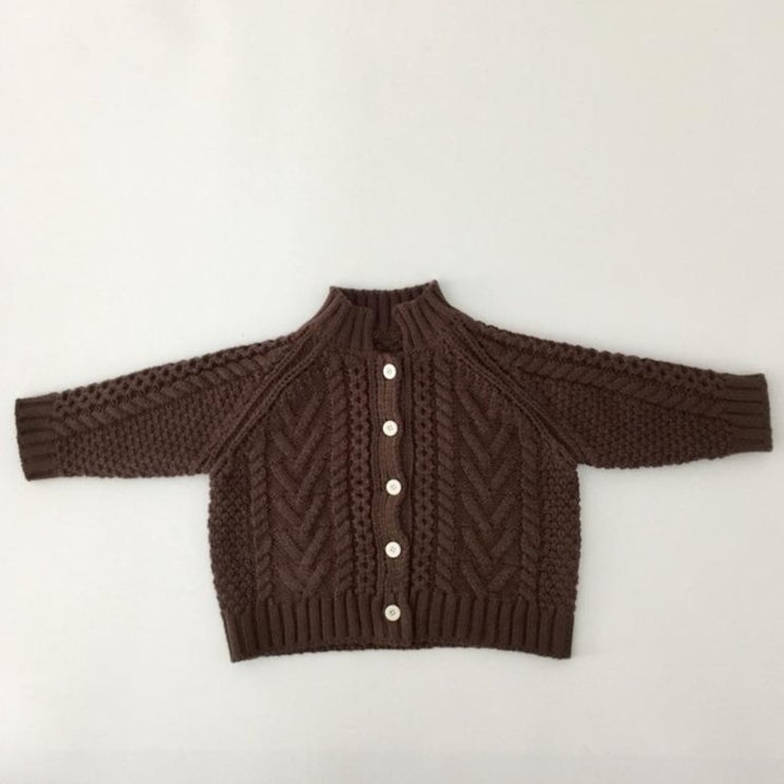 ハイネックケーブルカーディガン