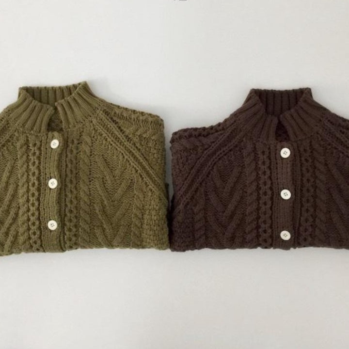 ハイネックケーブルカーディガン