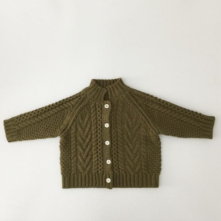 ハイネックケーブルカーディガン