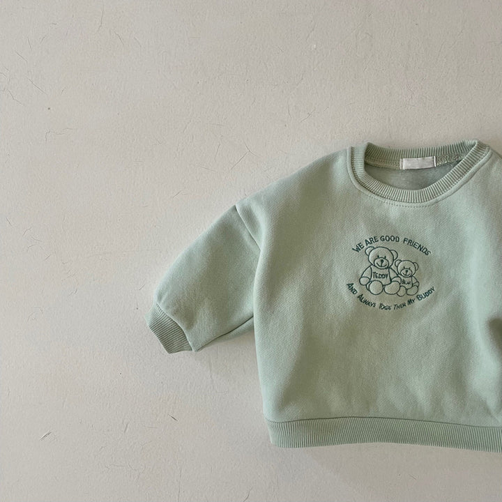 くま刺繍裏起毛トレーナー