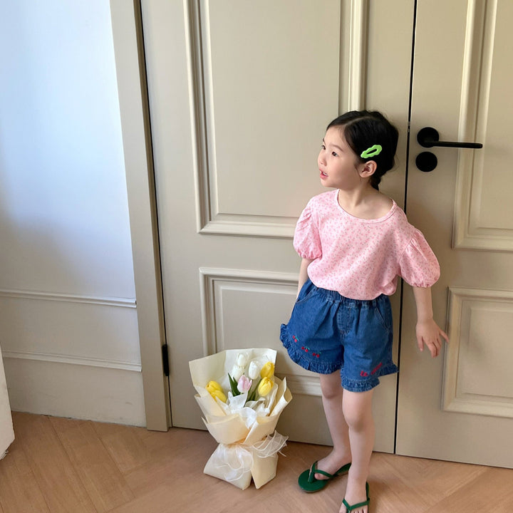 さくらんぼデニムショートパンツ