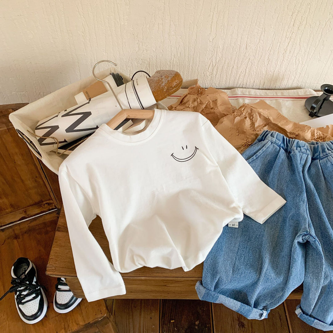 【80-150】スマイリーデザインロングTシャツ