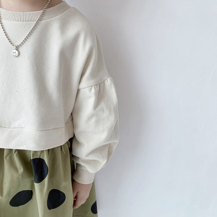 ドット柄スウェト切り替えワンピース