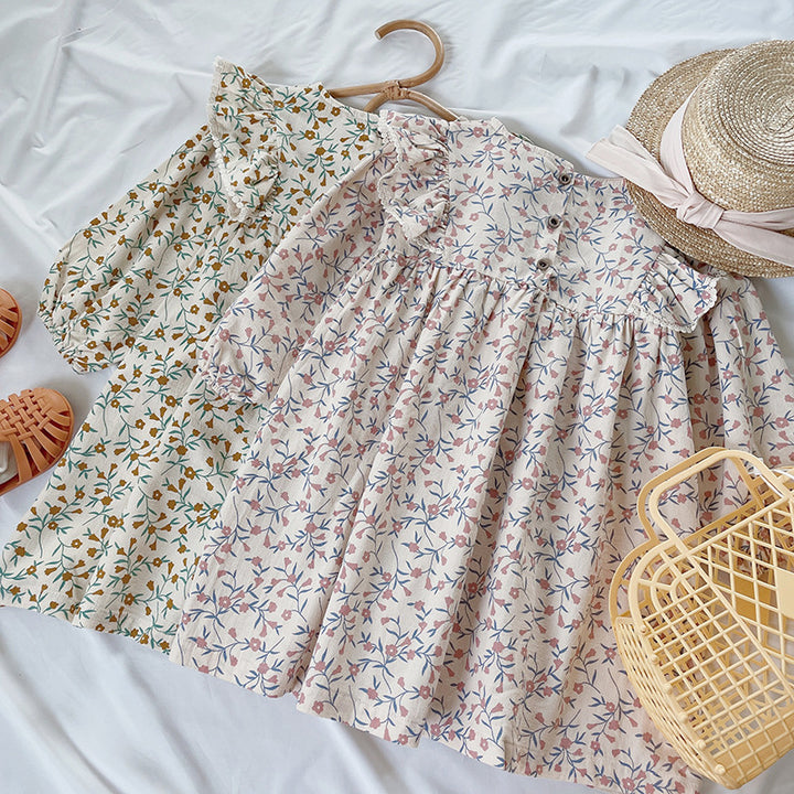 花柄ショルダーフリルワンピース