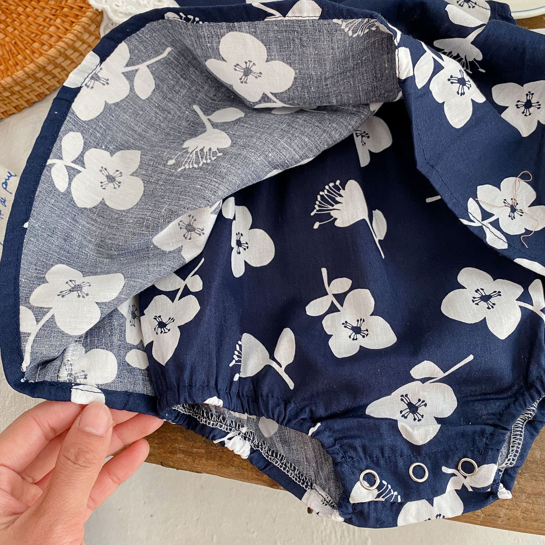レトロフラワースカートロンパース