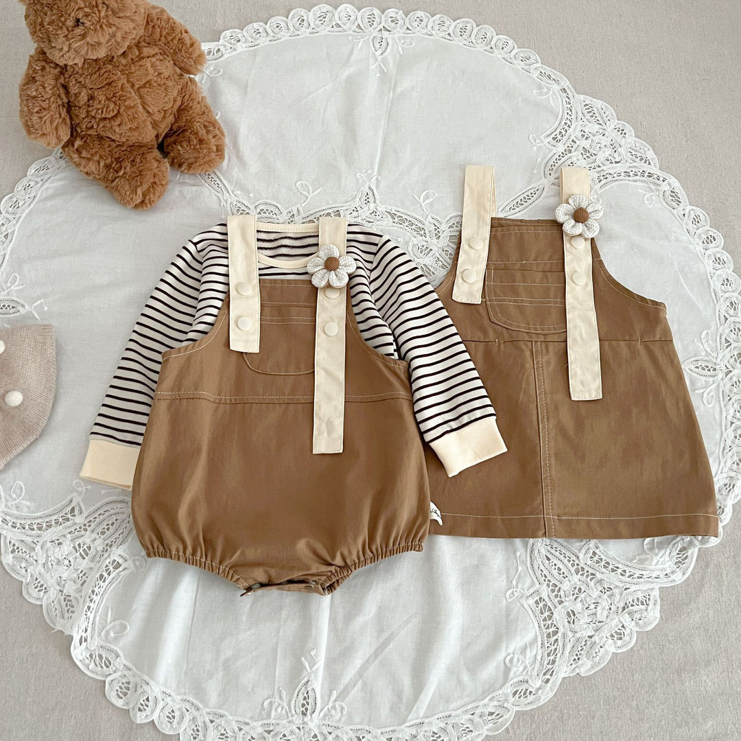 【baby＆kids】ワンポイントフラワージャンパースカート