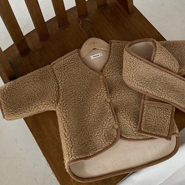 マフラー付きノーカラーアウター