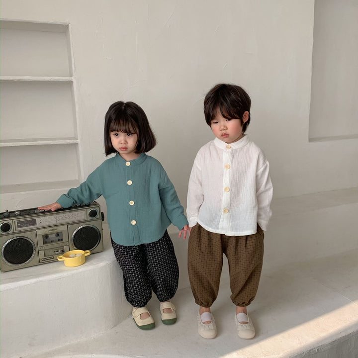 バンドカラーシンプルシャツ