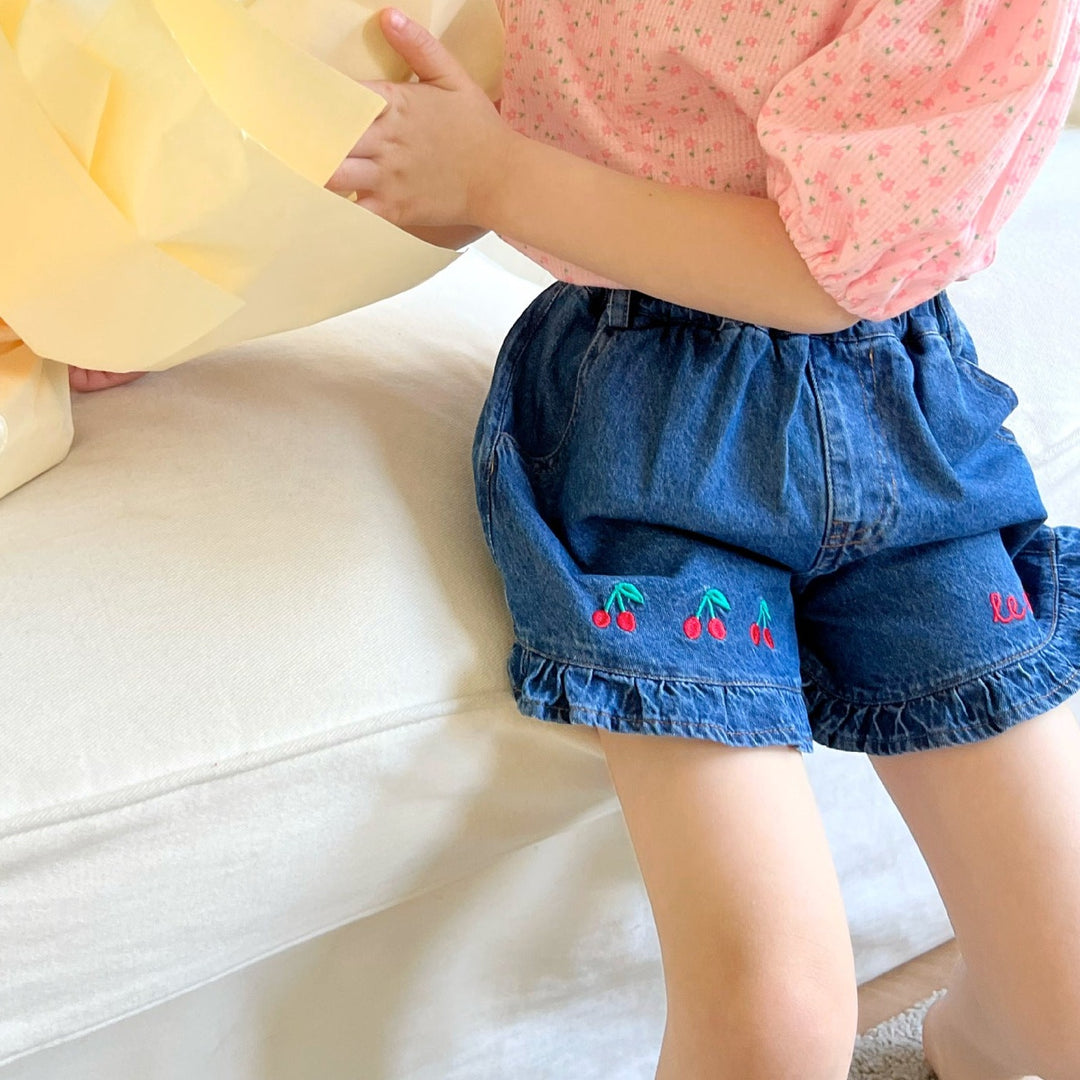 さくらんぼデニムショートパンツ