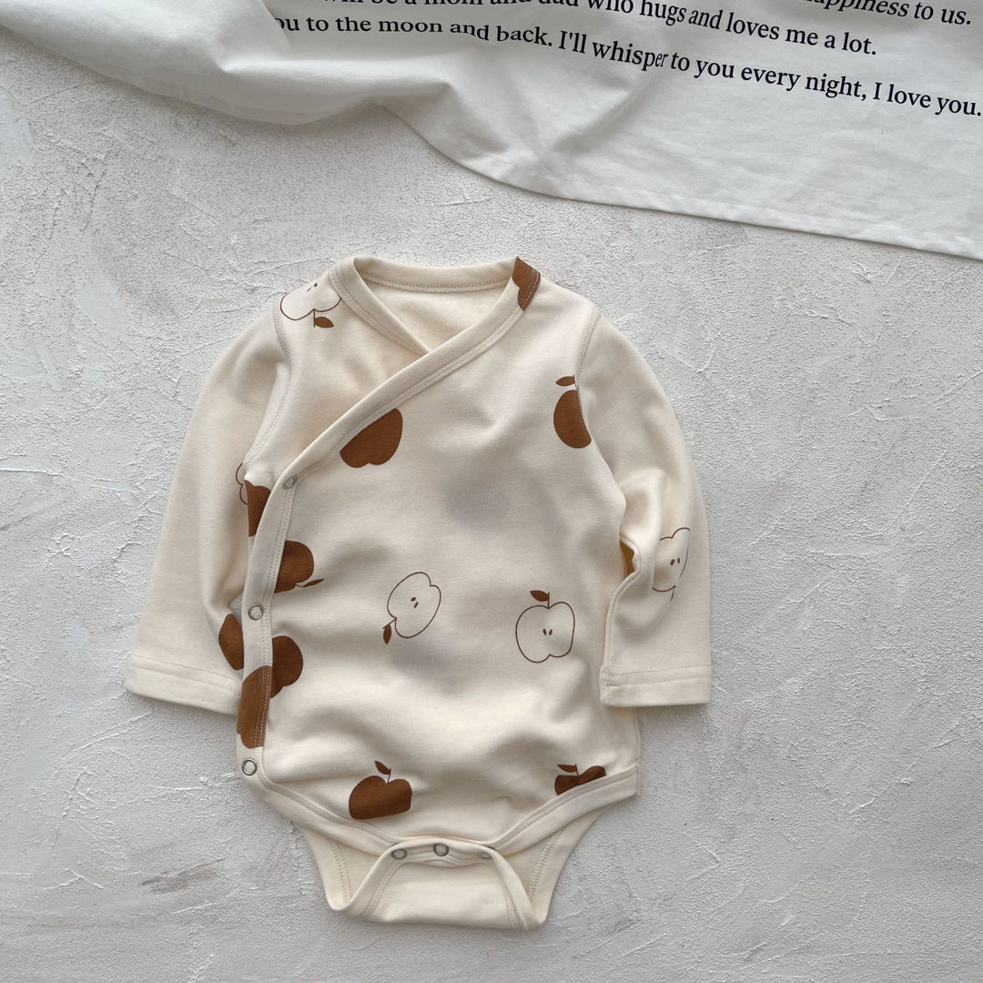 【baby】プリント長袖クロスオーバーロンパース