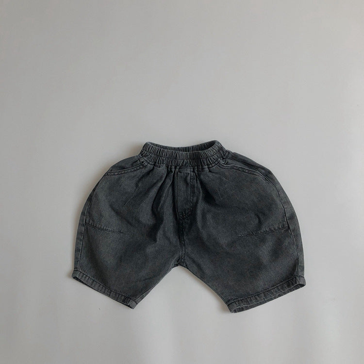 丸シルエットデニムハーフパンツ