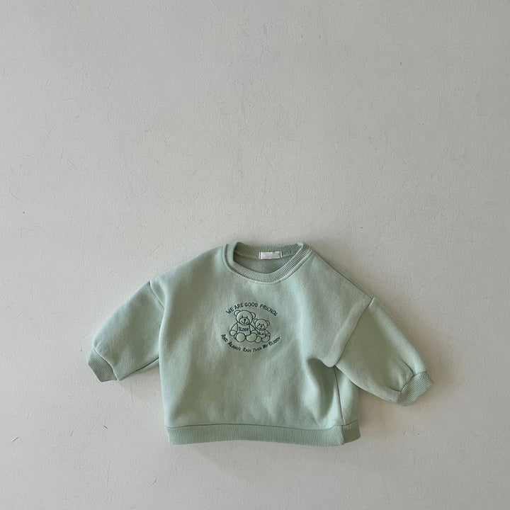 くま刺繍裏起毛トレーナー